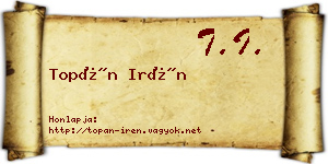 Topán Irén névjegykártya